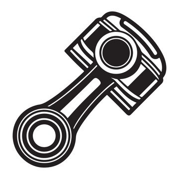 Black and white illustration of a piston engine part for graphic design and industrial concepts