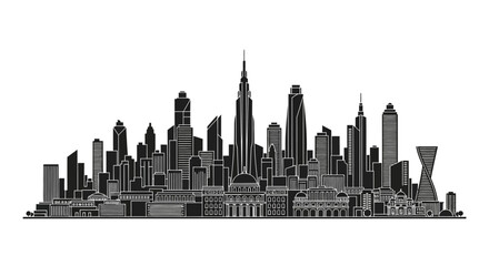 Obraz premium Modern City Skyline Silhouette Vector Illustration