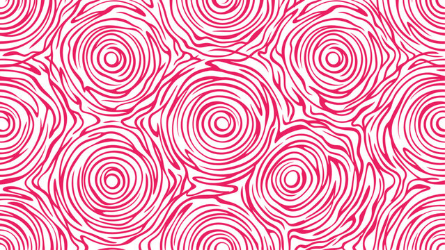Seamless Pattern of Abstract Pink Wood Grain or Tree Ring Texture
