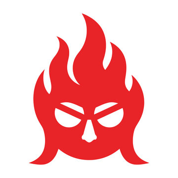 angry fire face icon symbol