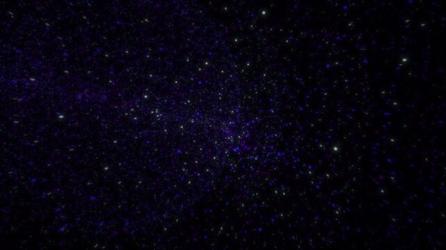White and Violet Glowing Particles Flying Toward the Viewer, Seamless Loop, Created in After Effects