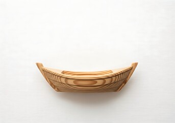 Fototapeta premium Wooden bowl against white background with detailed wood grain pattern