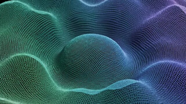 Abstract Network Animation of Waving Grid Surface with Sphere