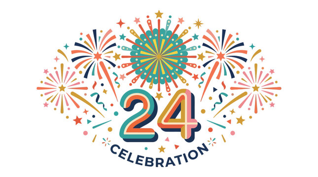 Vintage Americana fireworks explode in minimal celebration background on a festive night
