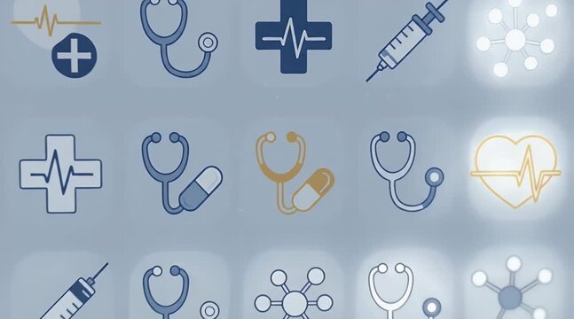 Assorted Medical Icons Illustration for Healthcare and Pharmacy