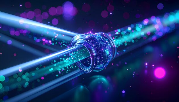マイクロ流体デバイスの流路の交差部 / Microfluidic channel junction in a laboratory device (Generative AI)