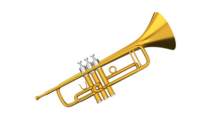 Golden Brass Trumpet Close-Up Image on White Background for Music and Performance © Nasreen Akhtar