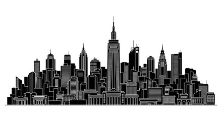 Fototapeta premium Modern City Skyline Silhouette Vector Illustration