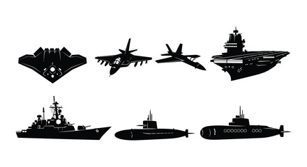 Military vehicles silhouettes on a white background © MdNirob