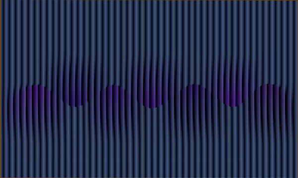 Elegant dark blue vertical stripe pattern with dynamic purple gradient waves. This modern design creates an artistic and minimalist visual effect of optical distortion, perfect for fut graphic element