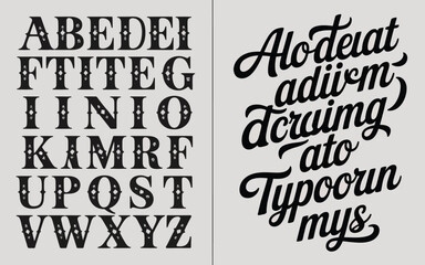 Decorative typography showcasing distinct vintage font styles and letter arrangements © MdSafi