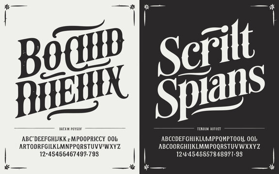 Vintage western typography design featuring bold script and serif letterforms