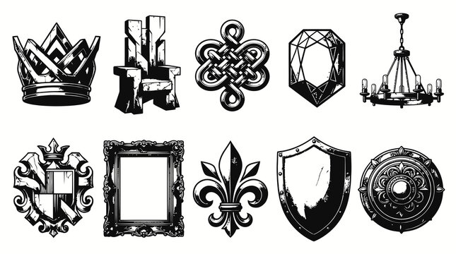 Vintage Fantasy and Heraldic Element Vector Set