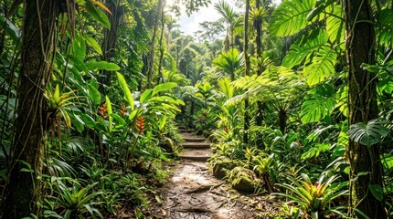 Obraz premium Collection of Tropical Green Trees and Plants