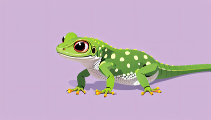 Fototapeta premium Green Gecko with White Spots Closeup.