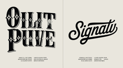 Vintage typography designs featuring ornate lettering and distinctive stylistic flair © MdSafi