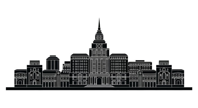 Cleveland Skyline Silhouette Icon with Terminal Tower