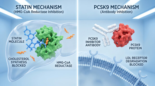 Statin Vs PCSK9 Inhibitor Mechanism Medical Comparison