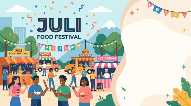 Colorful Juli Food Festival with Various Food Stalls