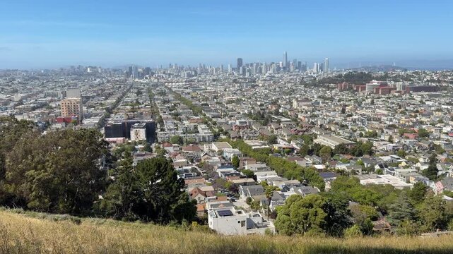 View of San Francisco downtown from Bernal Heights, California