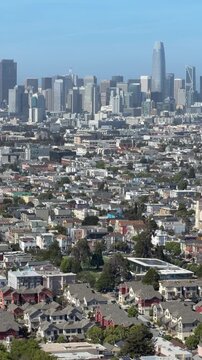 View of San Francisco downtown from Bernal Heights, California