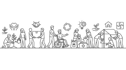 Obraz premium Community Support Activities in Various Volunteer Roles