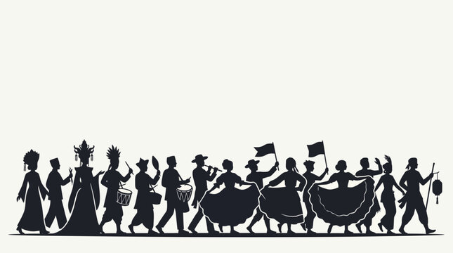 Cultural Festival Parade with Dancers and Musicians