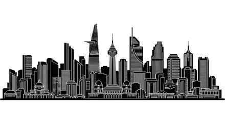 Obraz premium Ho Chi Minh City Skyline Silhouette Vector Illustration