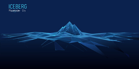 polygonal iceberg illustration with a dark blue gradient background and geometric shapes © Titul