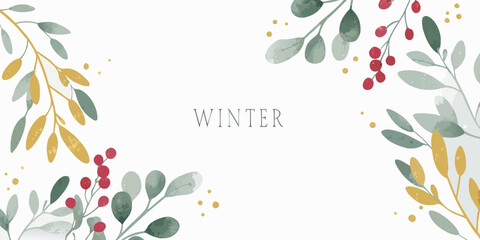 watercolor floral arrangement with berries and leaves on a white background © Titul