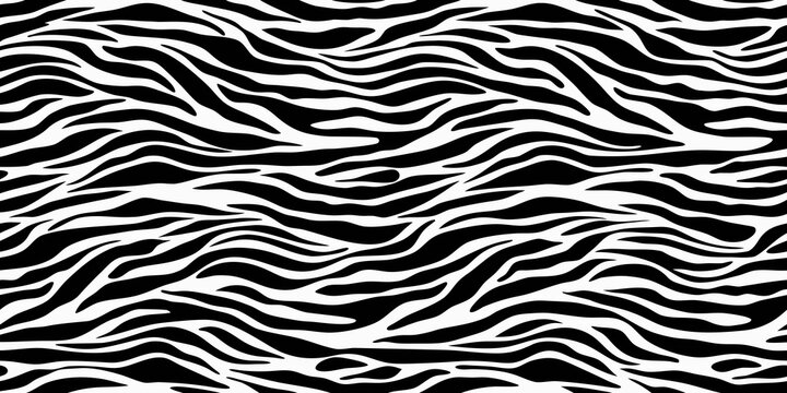 Seamless black and white zebra stripe pattern abstract animal print background texture