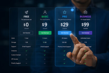 Fototapeta premium Subscription plan comparison with pricing tiers