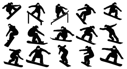 Snowboarder Silhouette Collection: Action Poses and Tricks © Grid