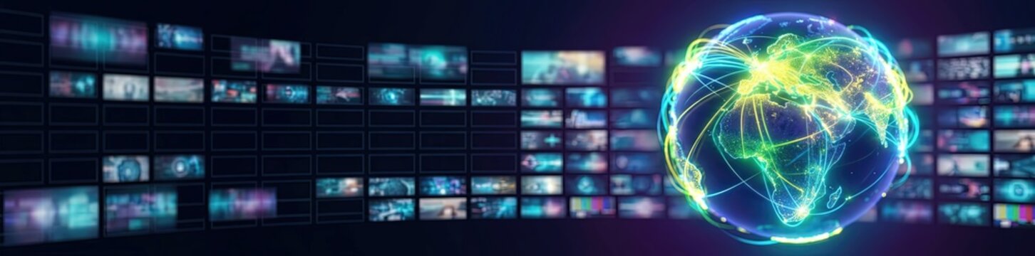 Global data visualization event showcasing digital connectivity technology landscape multimedia experience global perspective innovative concepts for enhanced understanding