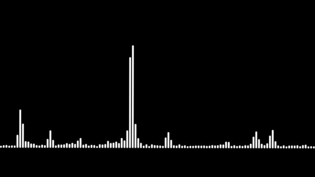 Dynamic Abstract Digital Sound Wave Music Equalizer Visualization in White Colors with Volume Spectrum Analyzer and Flowing Waveform Black Background 4k Video