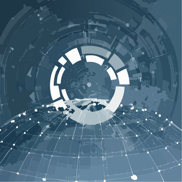 Abstract digital globe with interconnected lines and points representing global network.