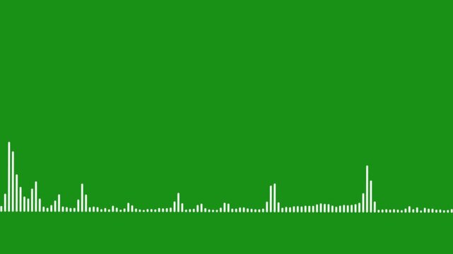 Energetic Colorful Music Audio Waveform Spectrum Analyzer with Beat Responsive Equalizer Bars and Abstract Frequency Graph Animation Green Screen. 