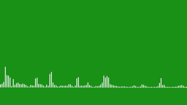 Energetic Colorful Music Audio Waveform Spectrum Analyzer with Beat Responsive Equalizer Bars and Abstract Frequency Graph Animation Green Screen. 