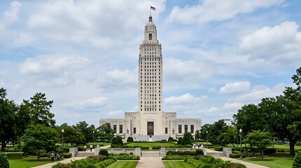 Fototapeta premium Louisiana State Capitol Building in Baton Rouge with Gardens