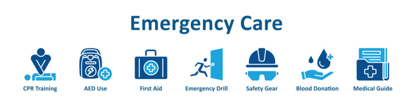 Emergency Care web icon banner with glyph color style