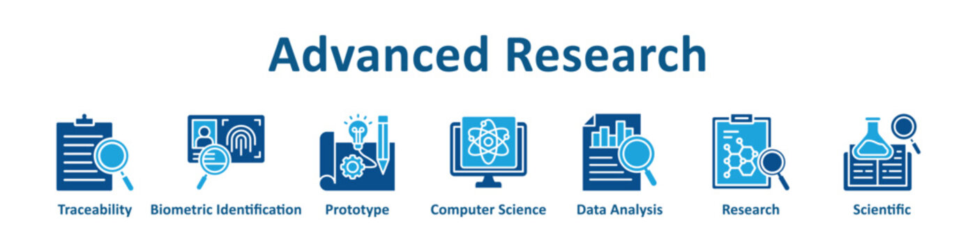 Advanced Research web icon banner with glyph color style
