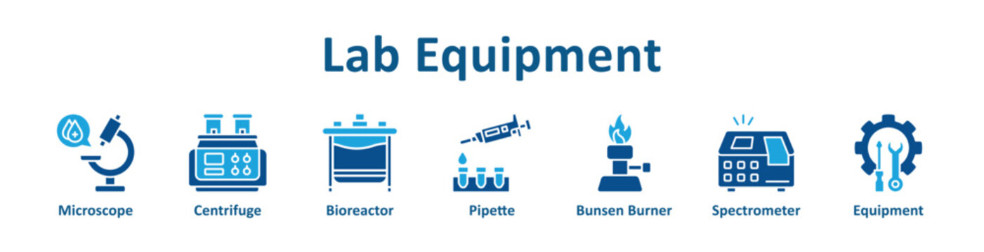 Lab Equipment web icon banner with glyph color style