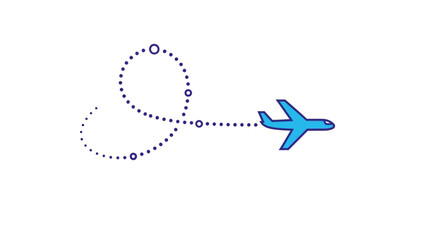 Naklejka premium Vibrant blue airplane illustration depicting a dynamic, looping flight path, symbolizing freedom, adventure, and the excitement of global journeys