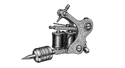 Vintage Tattoo Machine Drawing © harjo
