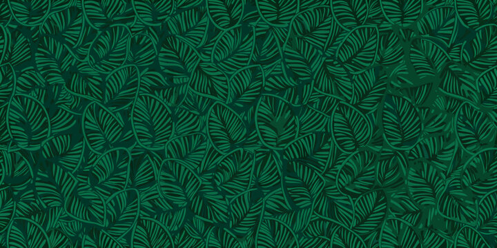 seamless dark green tropical foliage pattern with subtle contrast and overlapping leaves