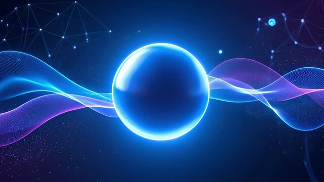 Holographic quantum data sphere digital energy sphere background for tech innovation and business data networking presentations quantum computing bigdata electrons background