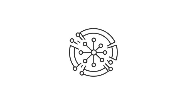 Abstract network connection points radiating from center, digital technology concept