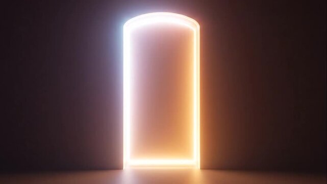 Glowing rectangular portal in darkness.