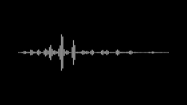 Dynamic Abstract Digital Sound Wave Music Equalizer Visualization in White Colors with Volume Spectrum Analyzer and Flowing Waveform Black Background 4k Video