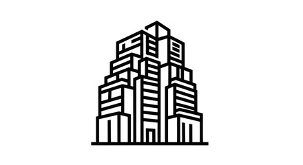 Fototapeta premium Modern abstract building illustration in black and white isolated design